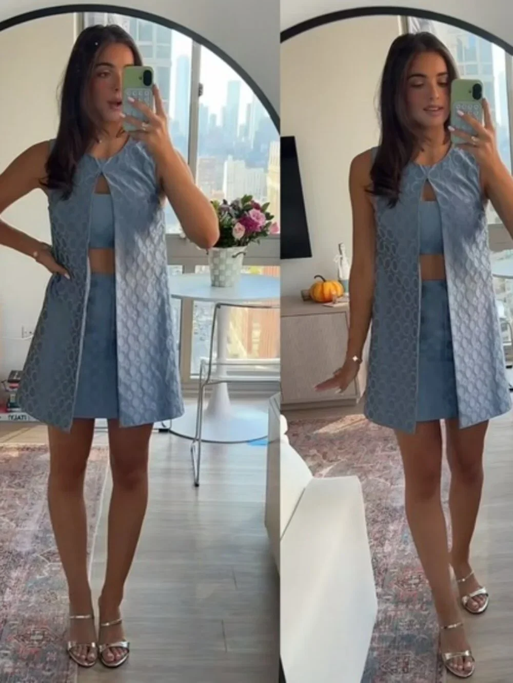 ALEXIS Asha Layered Cutout Jacquard Cotton Blend Mini Dress Blue NEW with tag - Picture 7 of 8